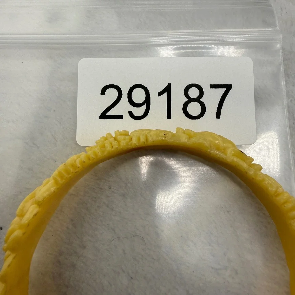 Vintage Molded Celluloid Floral Bangle Bracelet Yellow Rose Daisy Resin 8